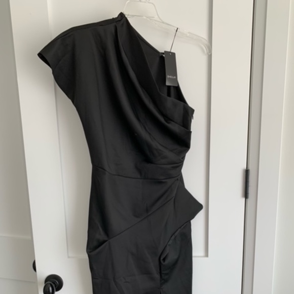 Sheilay black asymetric one-shoulder dress - Picture 2 of 3